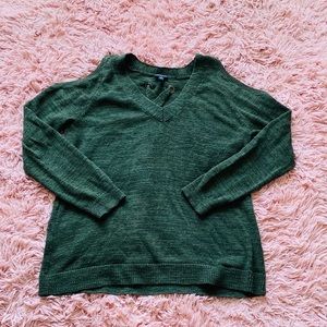 Torrid Green Shoulder Cutout Laced Back Sweatshirt